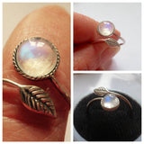 Natural Leaf Moonstone Ring