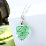 Glow In The Dark Crystal Heart Charm Pendant Necklace