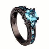 Aquamarine Black Gold Filled Ring