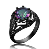 Dark Vintage Rainbow Topaz Ring