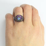 Dark Vintage Rainbow Topaz Ring