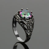 Dark Vintage Rainbow Topaz Ring