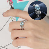 Flower Vine Leaf Blue Crystal Ring