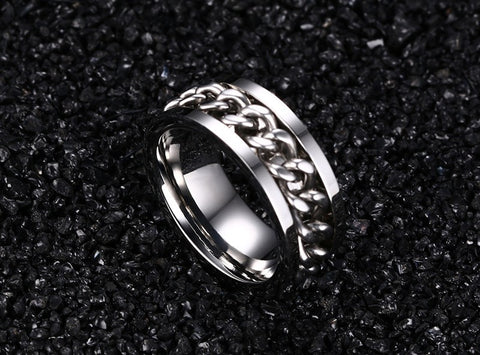 Braided Chain Fidget Spinner Ring
