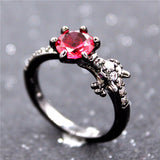 Black Gun Plated Ruby Garnet Ring