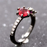 Black Gun Plated Ruby Garnet Ring