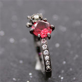 Black Gun Plated Ruby Garnet Ring
