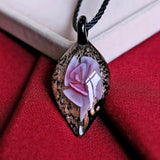 Leaf Shape Lampwork Glass Pendant Necklace