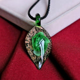 Leaf Shape Lampwork Glass Pendant Necklace