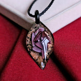 Leaf Shape Lampwork Glass Pendant Necklace
