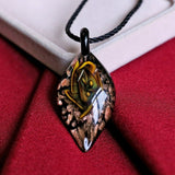 Leaf Shape Lampwork Glass Pendant Necklace