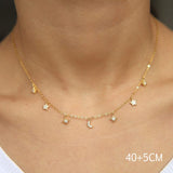 Classic Moon Star Charm Necklace