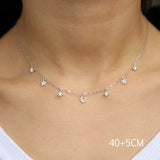 Classic Moon Star Charm Necklace