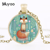 Fox Cartoon Glass Pendant Necklace