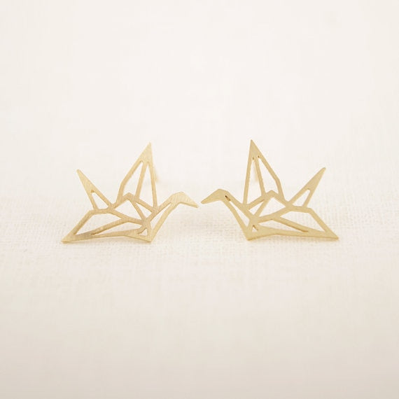 Wild Origami Crane Stud Earrings