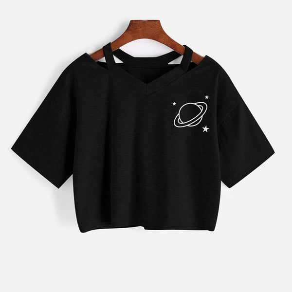 Planet Printed Crop Top