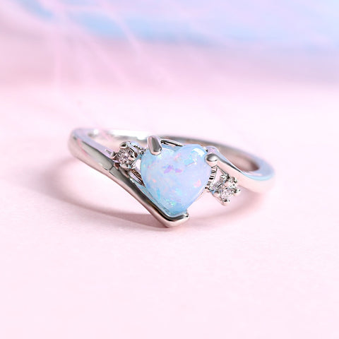Elegant Heart Opal Ring