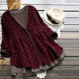 Vintage Floral Print Button-up Cardigan