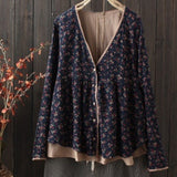 Vintage Floral Print Button-up Cardigan