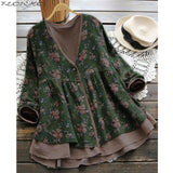 Vintage Floral Print Button-up Cardigan