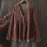 Vintage Floral Print Button-up Cardigan