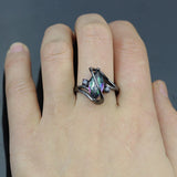 Black Plated Rainbow Topaz Marquise Ring