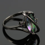 Black Plated Rainbow Topaz Marquise Ring