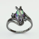 Black Plated Rainbow Topaz Marquise Ring