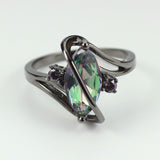 Black Plated Rainbow Topaz Marquise Ring