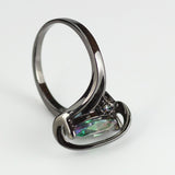 Black Plated Rainbow Topaz Marquise Ring