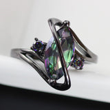 Black Plated Rainbow Topaz Marquise Ring