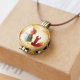 Handmade Fox Time Gem Glass Necklace