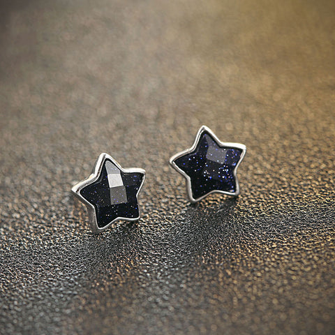 Galaxy Star Silver Stud Crystal Cubic Zircon Earrings