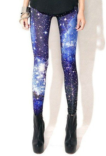 Woman Blue Galaxy Space Leggings