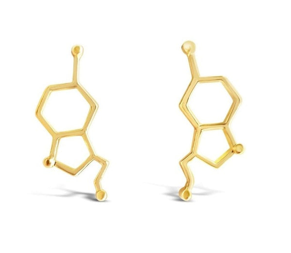 Serotonin Molecule Stud Earrings