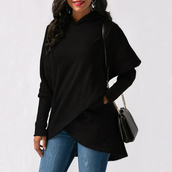 Asymmetric Pullover Hoodie Sweatshirt