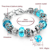 Crystal & Glass Hear Charm Beads Bracelets