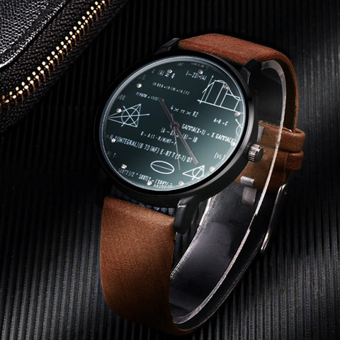Mathematical Leather Quartz Watch