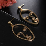 Abstract Hollow Out Face Drop Earrings