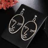 Abstract Hollow Out Face Drop Earrings