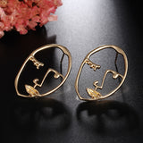 Abstract Hollow Out Face Drop Earrings