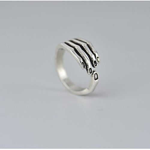 Vintage Skeleton Skull Palm Hand Ring