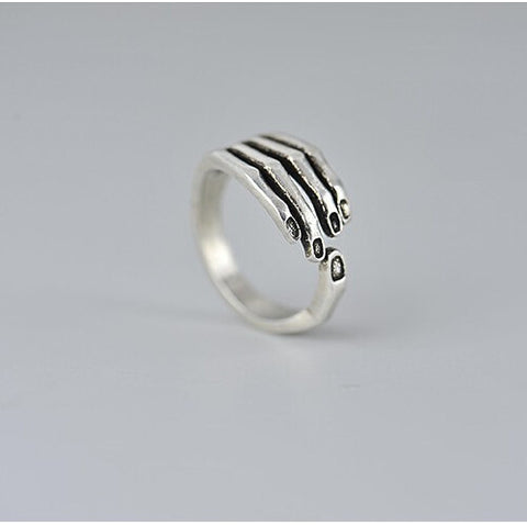 Vintage Skeleton Skull Palm Hand Ring