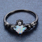 White Rainbow Opal Dark Ring