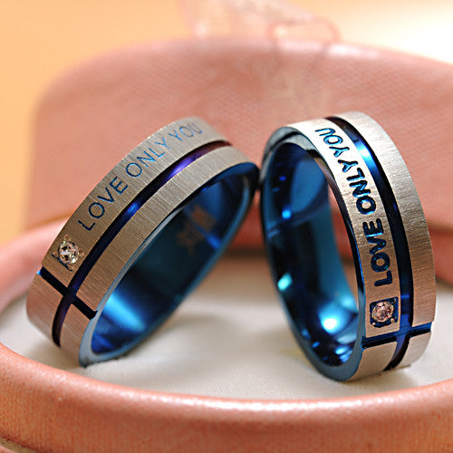 Stainless Steel "Love Only You" Promise Rings