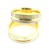 Stainless Steel "Love Only You" Promise Rings