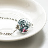 Glass Orb Dried Flower Chain Pendant Necklace