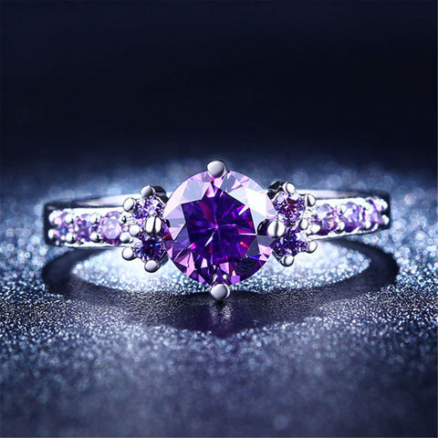Purple Amethyst Silver Ring