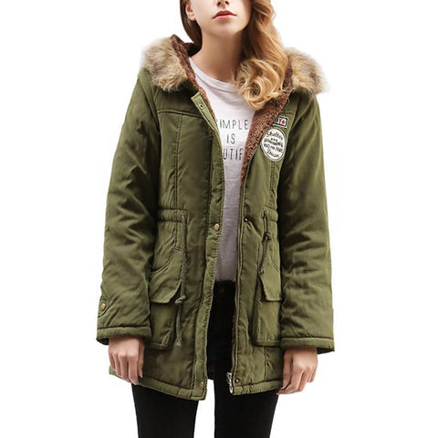 Long Fur Collar Parkas - Cotton Outwear