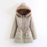 Long Fur Collar Parkas - Cotton Outwear